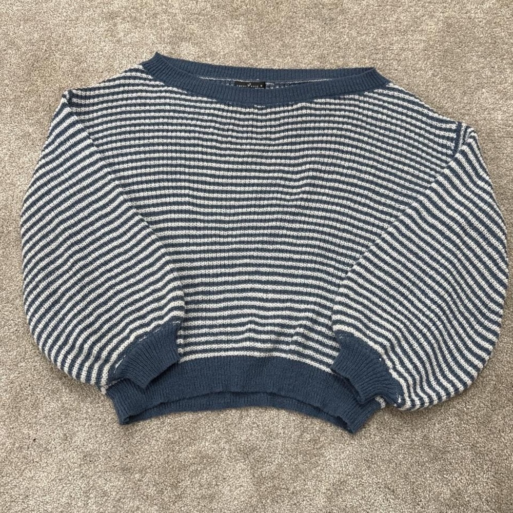 Emery Rose Blue Striped Blouse Women's Medium Casual Short Sleeve Top
